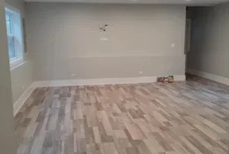 New laminate flooring in a finished room